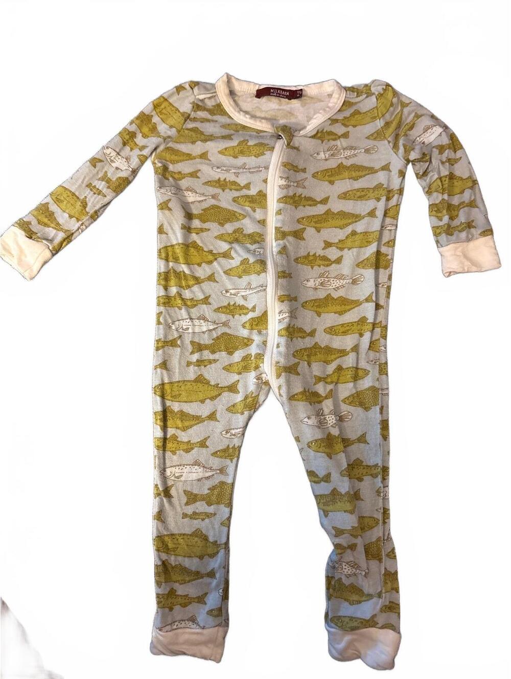 Milkbarn bamboo fish jammies - 9-12 months